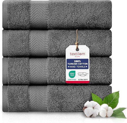 TEXTILOM Bath Towel Set – Hotel and Spa Quality & Soft & Absorbent & Quick Dry Bath Towels for Bathroom – 100% Turkish Cotton Bathroom Towels Set of 4 (27 x 54 inches)- Dark Grey