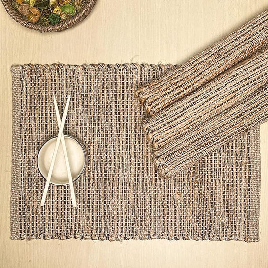 Chardin home Natural Jute - Ombre Brown Placemats, Set of 4 13x19 Inch Table Mats, Rustic Handmade Boho Placemat, Perfect for Holidays, Dinner Parties and Also Everyday Meals