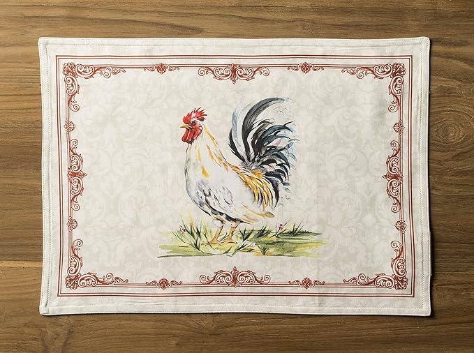 Maison d' Hermine Placemats Set of 4 100% Cotton Washable Cloth Place Mats, Reusable Table Mats for Kitchen Dining Decoration, Party, Wedding, Restaurant Spring/Summer (Campagne, 13" x 19")
