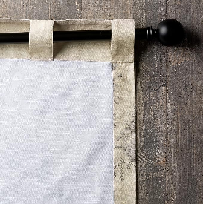 Maison d' Hermine Curtains for Living Room 100% Cotton 124 inch Length One Panel Light Filtering Curtains for Bedroom Windows with Rod and Loop Pockets Drapes (Turin, 50" W x 124" L)