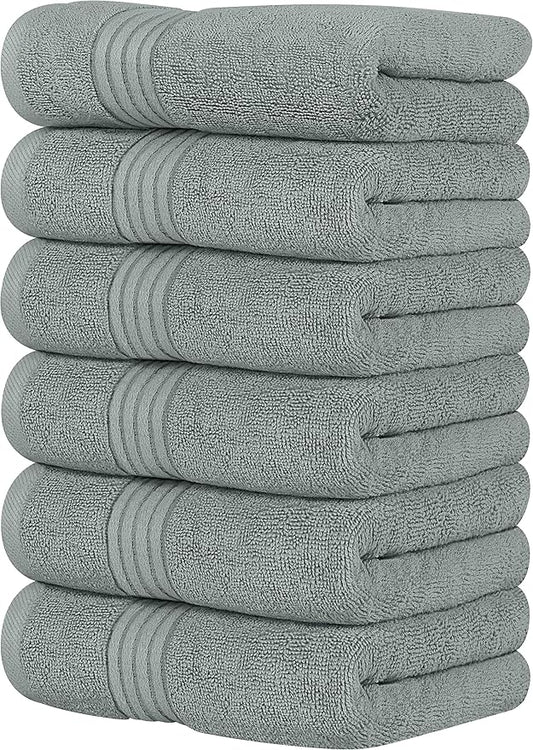 Utopia Towels 6 Piece Premium Hand Towels Set, 16 by 28 inches, 100% Ring Spun Cotton, Lightweight and Highly Absorbent Towels for Bathroom, Travel, Camp, Hotel, and Spa, Cool Grey