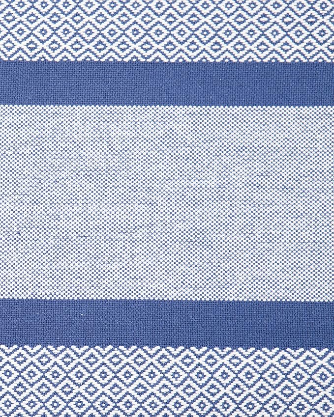 Sticky Toffee Cotton Placemats Set of 4 – Blue Woven 14x19 in Table Mats for Kitchen or Dining Table, Boho Style, Washable Cloth Placemats
