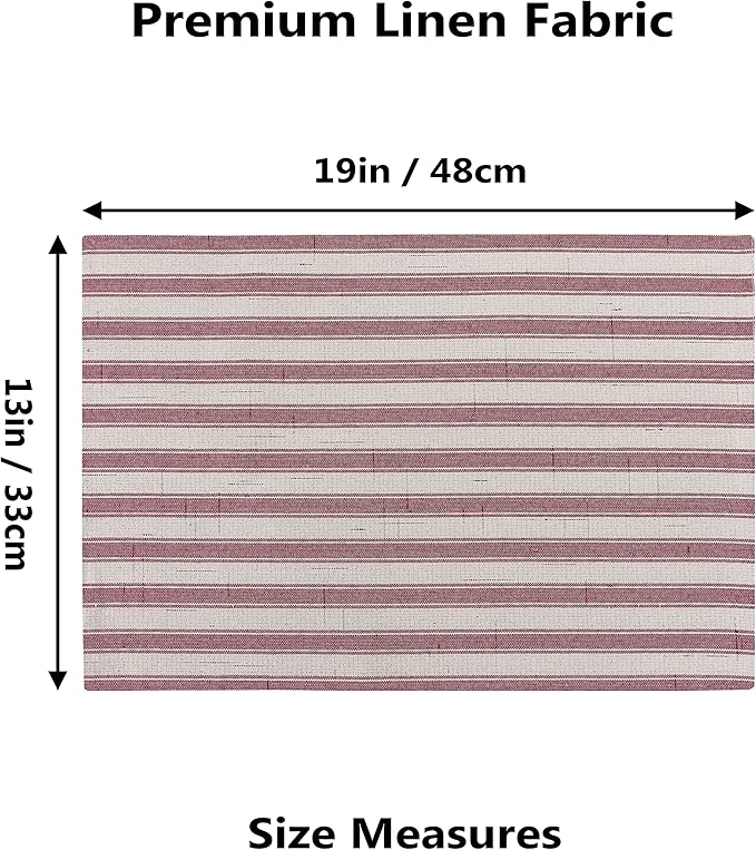 Home Brilliant Red Placemats Set of 6 Dinner Farmhouse Placemats Decoration Heat Resistant Dining Table Place Mats for Kitchen Table Decor, 13 x 19 inches, Stripes, Crimson
