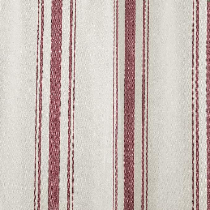 Lush Decor Farmhouse Stripe Yarn Dyed Cotton Window Curtain Panel Pair, 42" W x 84" L, Red - Classic Modern Rustic Charm - Eco Friendly Cotton Fabric