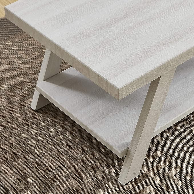 Roundhill Furniture Athens Contemporary Wood Shelf End Table, White