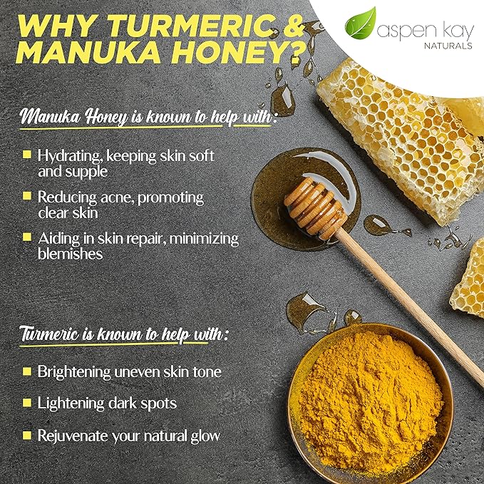 Turmeric & Manuka Honey Soap Bar for Body & Face, Natural Turmeric Soap for Dark Spots, Made In USA with Natural & Organic Ingredients - Gentle For All Skin Types – 4.5 Ounce Bar